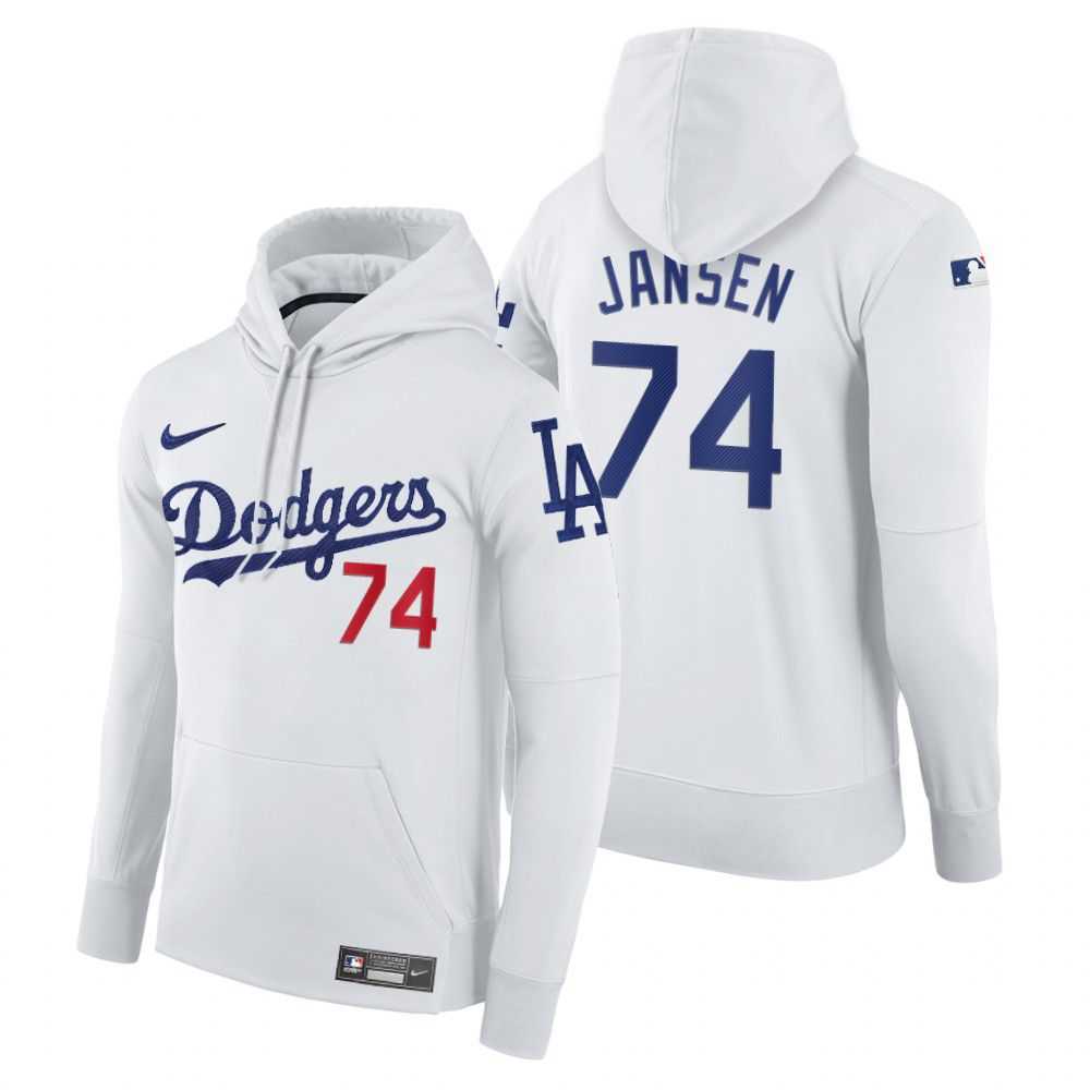 Men Los Angeles Dodgers 74 Jansen white home hoodie 2021 MLB Nike Jerseys